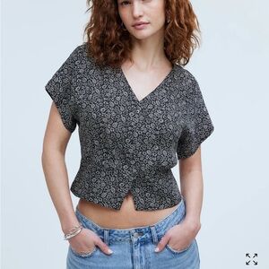 Madewell Black and White Floral Blouse